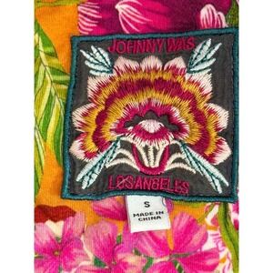 Johnny Was Short Sleeve Bamboo Spandex Floral Boho Patchwork Print Multicolor